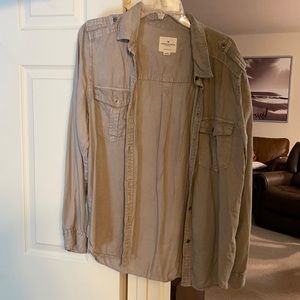 Large American Eagle Light Grey Button Down Shirt